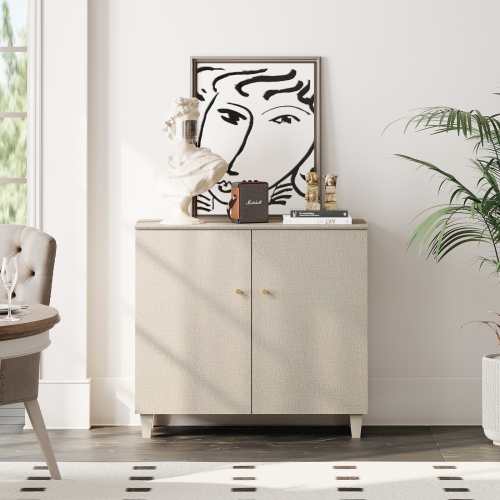 WAMPAT  Sideboard Buffet Cabinet, 35.4" Modern Storage Cabinet \w Shelves&doors, Wooden Coffee Bar Accent Cabinet Kitchen Credenza for Dining Room