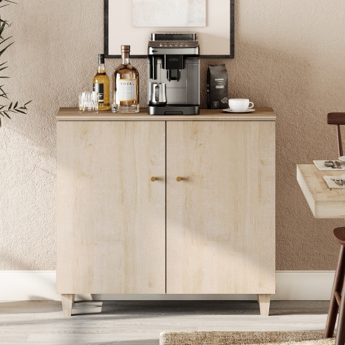 WAMPAT  Sideboard Buffet Cabinet, 35.4" Modern Storage Cabinet \w Shelves&doors, Wooden Coffee Bar Accent Cabinet Kitchen Credenza for Dining Room