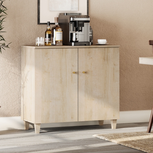 WAMPAT Sideboard Buffet Cabinet, 35.4" Modern Storage Cabinet with Shelves&Doors, Wooden Coffee Bar Accent Cabinet Kitchen Credenza for Dining Room,