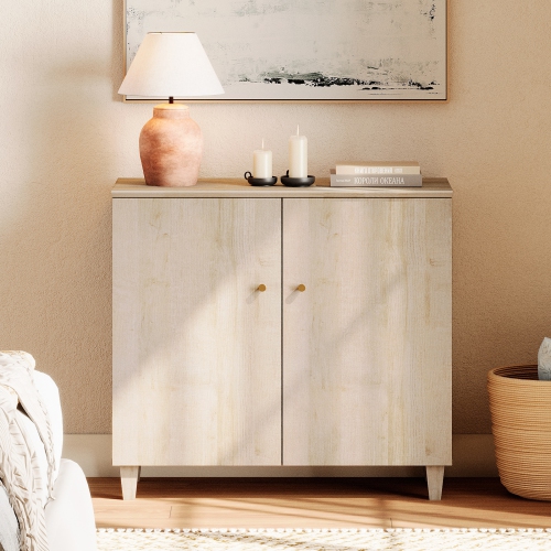 WAMPAT Sideboard Buffet Cabinet, 35.4" Modern Storage Cabinet with Shelves&Doors, Wooden Coffee Bar Accent Cabinet Kitchen Credenza for Dining Room,