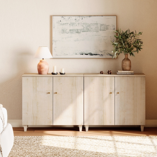 WAMPAT 2-in-1 Sideboard Buffet Cabinet, 70.8" Modern Storage Cabinet with Shelves&Doors, Wooden Coffee Bar Accent Cabinet Kitchen Credenza for Dining