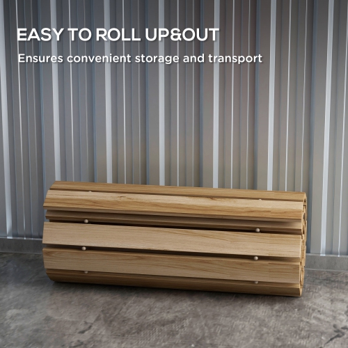 Outsunny 47" Wooden Garden Pathway, Outdoor Weather-Resistant Roll Out Straight Walkway, Decorative Boardwalk for Beach, Wedding, Party, Natural Wood