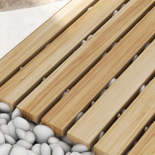 Outsunny 47" Wooden Garden Pathway, Outdoor Weather-Resistant Roll Out Straight Walkway, Decorative Boardwalk for Beach, Wedding, Party, Natural Wood