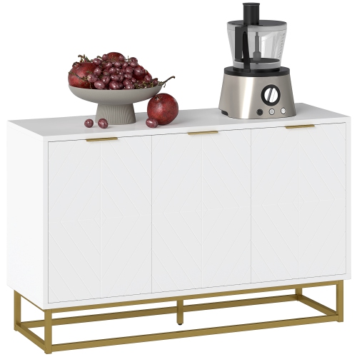 Image 1 of 9.. HOMCOM 47" Sideboard Buffet Cabinet with Storage, Contemporary Buffet Cabinet with Adjustable Shelves and Metal Legs, Kitchen Storage Cabinet with