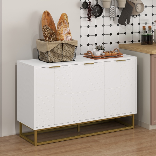 HOMCOM 47" Sideboard Buffet Cabinet with Storage, Contemporary Coffee Bar with Adjustable Shelves and Metal Legs, Kitchen Storage Cabinet with