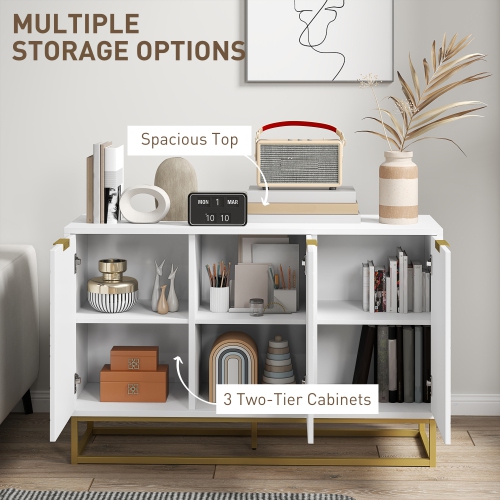 HOMCOM 47" Sideboard Buffet Cabinet with Storage, Contemporary Coffee Bar with Adjustable Shelves and Metal Legs, Kitchen Storage Cabinet with