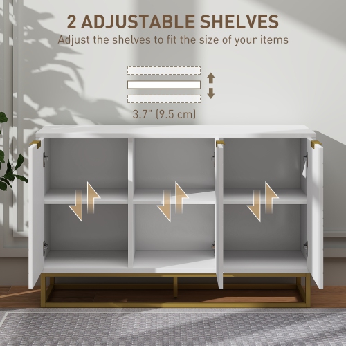 HOMCOM 47" Sideboard Buffet Cabinet with Storage, Contemporary Coffee Bar with Adjustable Shelves and Metal Legs, Kitchen Storage Cabinet with