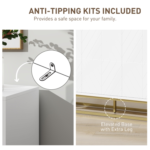 HOMCOM 47" Sideboard Buffet Cabinet with Storage, Contemporary Coffee Bar with Adjustable Shelves and Metal Legs, Kitchen Storage Cabinet with