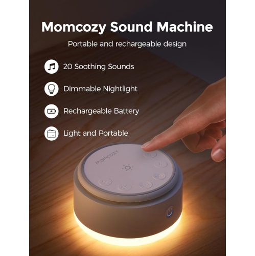 Momcozy Sound Machine with 20 Soothing Sounds Night Light | Sound Machine for Travel, Office Privacy, Sleep Therapy | For Adults & Baby |