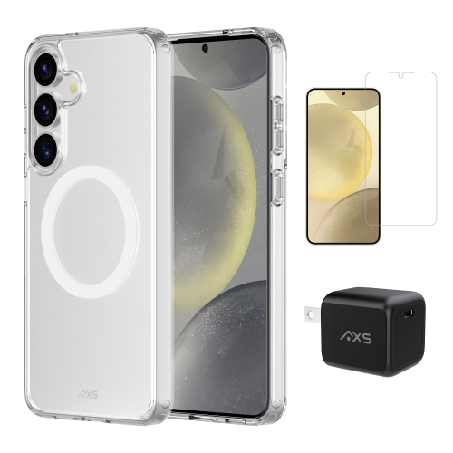 AXS Starter Kit bundle | Ultra Clear Case, Screen Protector and 30w Charger for Samsung Galaxy S25