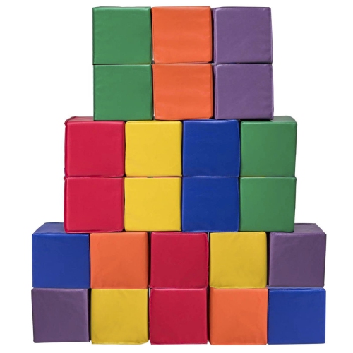 Gymax 24-Piece 8'' PU Foam Big Building Blocks Colorful Soft Blocks Play Set For Kids