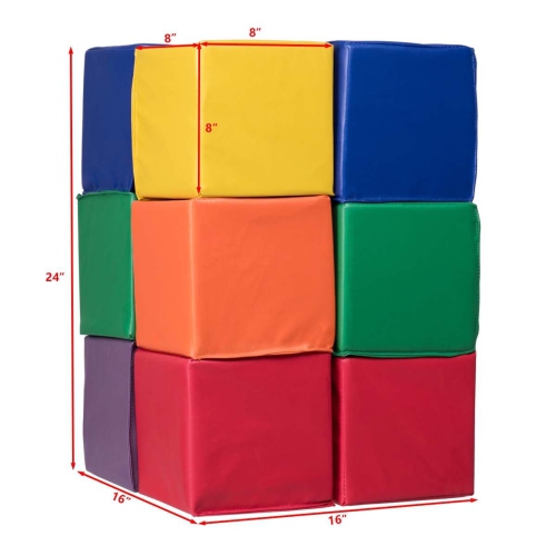 Gymax 24-Piece 8'' PU Foam Big Building Blocks Colorful Soft Blocks Play Set For Kids