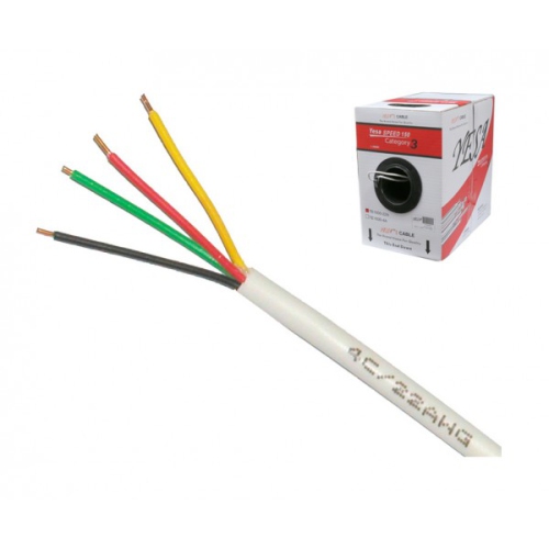 Alarm Wire, 22AWG 4 Conductor Quad Alarm Cable