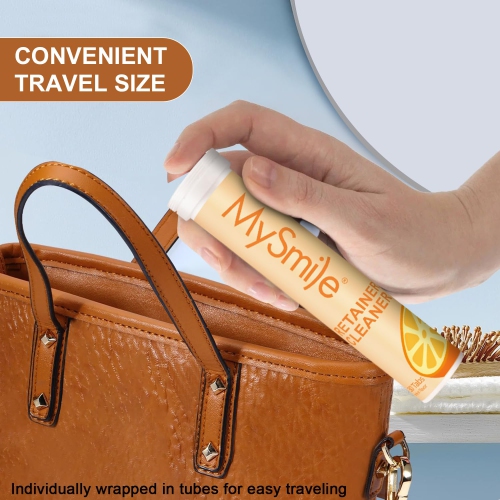 MySmile Retainer Cleaner with 120 Denture Cleaning Tablets, Quickly Remove Odors, Discoloration Stains & Plaque from Aligner, Mouth Guard, Night