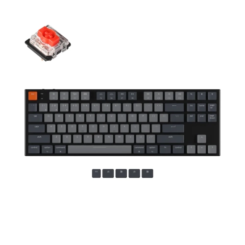 KEYCHRON K1 TENKEYLESS LAYOUT 87 KEYS ULTRA-SLIM BLUETOOTH WIRELESS USB WIRED MECHANICAL KEYBOARD WITH LOW-PROFILE GATERON RED SWITCH WHITE LED