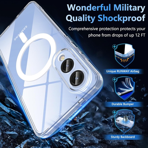 Samsung S25 Edge Case Compatible with MagSafe, Clear Strong Magnetic Anti-Scratch Shockproof Phone Cover
