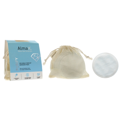 Reusable Makeup Remover Pads by Alma K for Women - 8 Pc 7 Reusable Pads, 1 Cotton Mesh Wash Bag