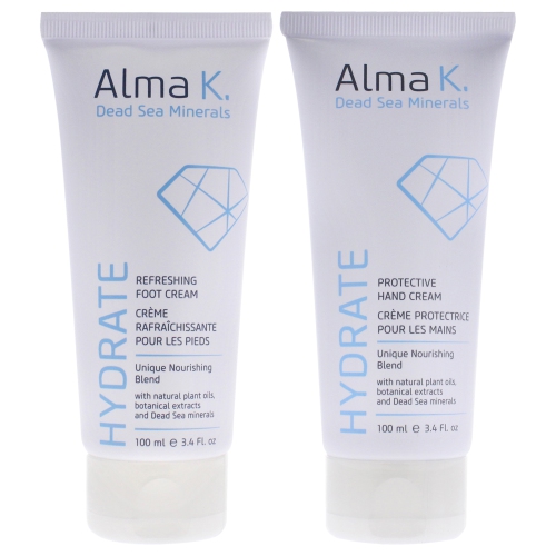 Happy Hands Happy Feet Set by Alma K for Women - 2 Pc 3.4oz Protective Hand Cream, 3.4oz Refreshing Foot Cream