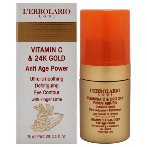 Vitamine C et or 24K Ultra Smoothing Defatiguing Eye Contour par LErbolario pour Femmes - 0,5&nbsp;oz Traitement