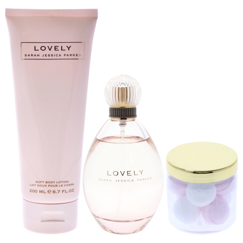 Lovely by Sarah Jessica Parker for Women - 3 Pc Gift Set 3.4oz EDP Spray, 6.7oz Body Lotion, 2.3oz Scented Bath Bombs