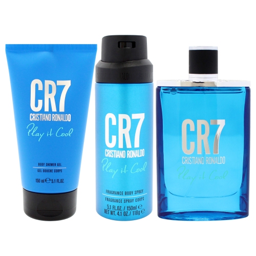 Play It Cool by Cristiano Ronaldo for Men - 3 Pc Gift Set 3.4oz EDT Spray, 5.1oz Shower Gel, 4.1oz Body Spray