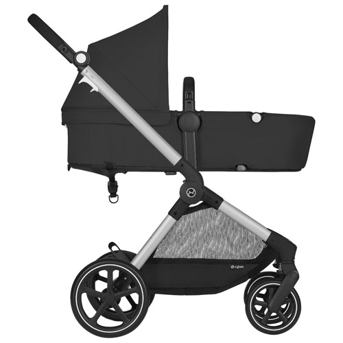 Cybex EOS Stroller + Aton 2 Infant Car Seat - Moon Black/Silver Frame