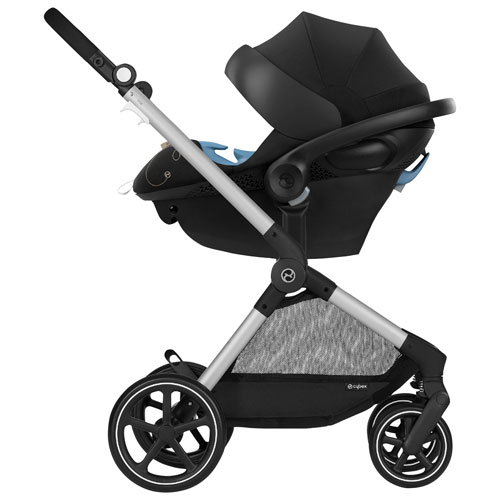 Cybex EOS Stroller + Aton 2 Infant Car Seat - Moon Black/Silver Frame