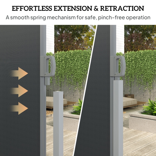 Outsunny Patio Retractable Double Side Awning, 79"x236" Outdoor Privacy Screen, UV Resistant, Waterproof Room Divider Sun Shade Wind Screen for