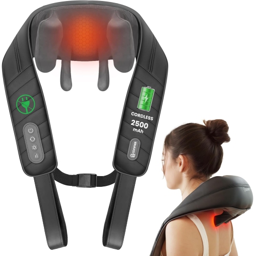 Coussin de massage shiatsu sans fil pour le dos COMFIER, 2 niveaux de chaleur