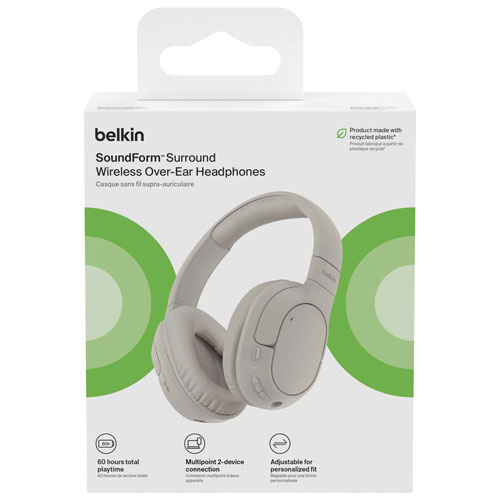 Casque d'écoute 100 % sans fil à isolation sonore SoundForm Surround de Belkin - Sable
