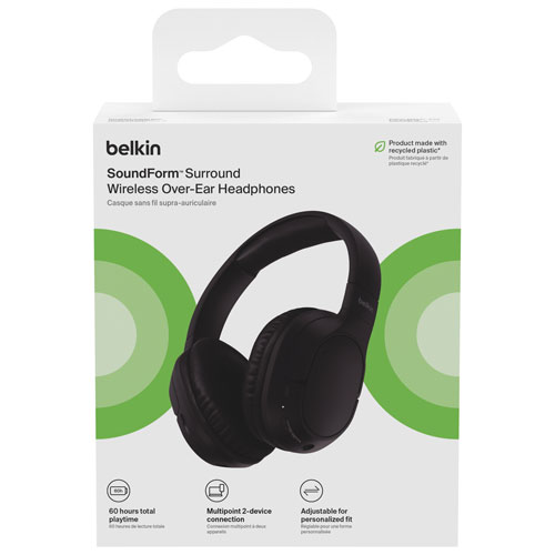 Belkin SoundForm Surround Over-Ear Sound Isolating True Wireless Headphones - Black