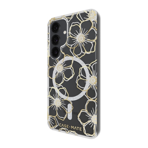 Case-Mate Floral Gems Galaxy S25 Fitted Hard Shell Case - Gold