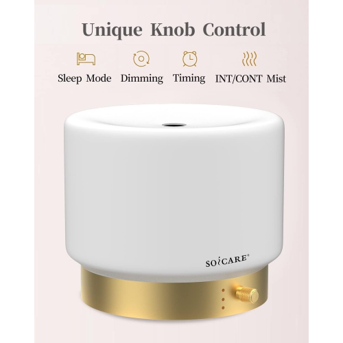 SOICARE Glass Diffuser with Golden Alu. Base, All-in-one Room Decor Aromatherapy Oil Diffusers for Essential Oils