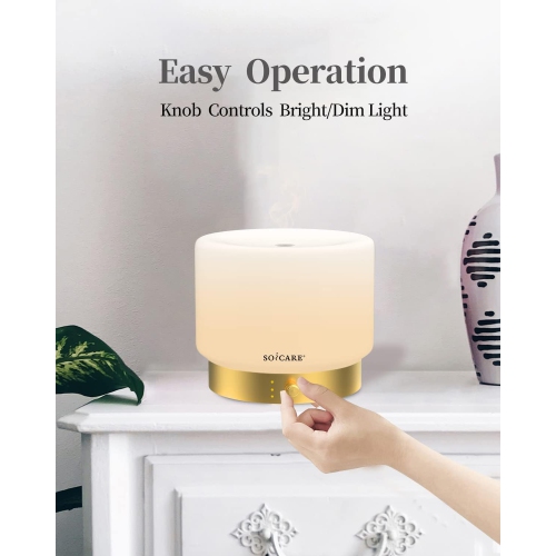 SOICARE Glass Diffuser with Golden Alu. Base, All-in-one Room Decor Aromatherapy Oil Diffusers for Essential Oils
