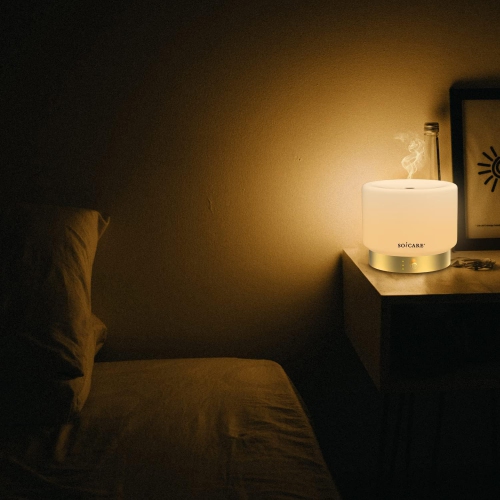 SOICARE Glass Diffuser with Golden Alu. Base, All-in-one Room Decor Aromatherapy Oil Diffusers for Essential Oils