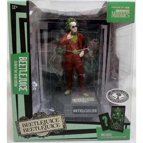 Movie Maniacs Beetlejuice 2024 6 Inch Static Figure Posed Exclusive - Beetlejuice Glow In Dark Platinum