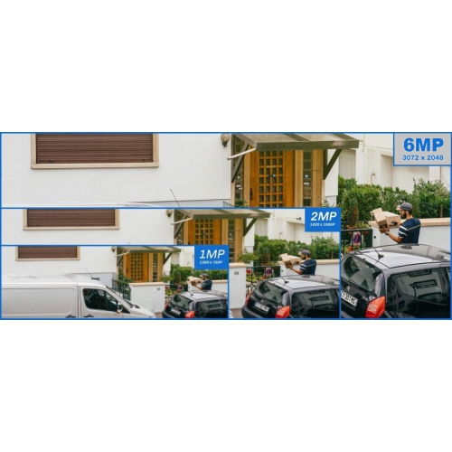 Full Color Night Vision 6MP Wired Audio Security Camera System, 6 Camera Surveillance Kit Outdoor DIY Audio 2TB HDD Included for Home Business