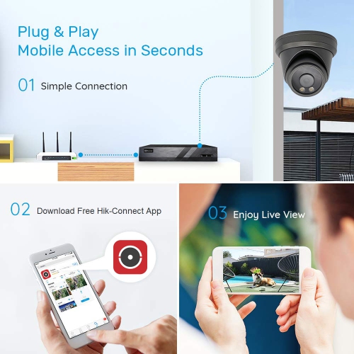 Full Color Night Vision 6MP Wired Audio Security Camera System, 12 Camera Surveillance Kit Outdoor DIY Audio 4TB HDD Included for Home Business