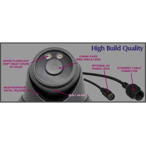 Full Color Night Vision 6MP Wired Audio Security Camera System, 12 Camera Surveillance Kit Outdoor DIY Audio 4TB HDD Included for Home Business