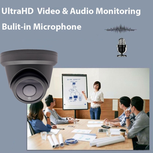 Full Color Night Vision 6MP Wired Audio Security Camera System, 4 Camera Surveillance Kit Outdoor DIY Audio 2TB HDD Included for Home Business