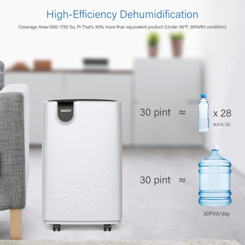 Yaufey 32.7 Pint Low Noise Home Dehumidifier for Home & Basements up to 2500 sq ft
