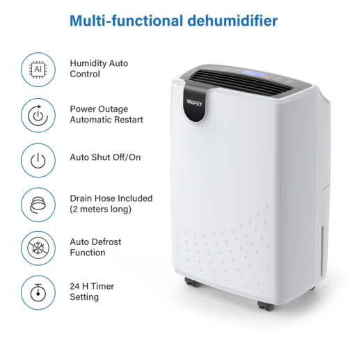 Yaufey 32.7 Pint Low Noise Home Dehumidifier for Home & Basements up to 2500 sq ft