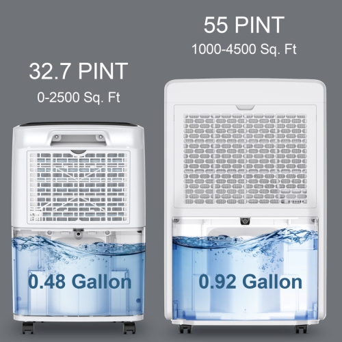 Yaufey 32.7-Pint Low Noise Home Dehumidifier For Indoor Use Recommended For Up to 2,500 sq. ft. With Water Tank, White