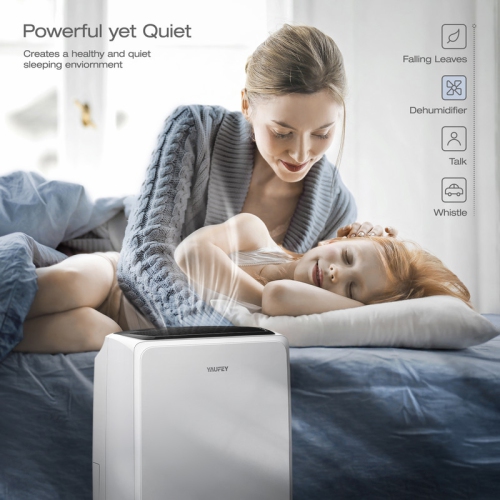 Yaufey 32.7-Pint Low Noise Home Dehumidifier For Indoor Use Recommended For Up to 2,500 sq. ft. With Water Tank, White