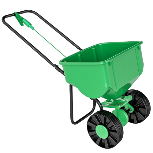 Outsunny Broadcast Spreader, 40 L Walk-Behind Fertilizer Spreader with 8.5" Wheels, Steel Push Garden Seeder for Fertilizer, Seeds, Salt, 132 LB