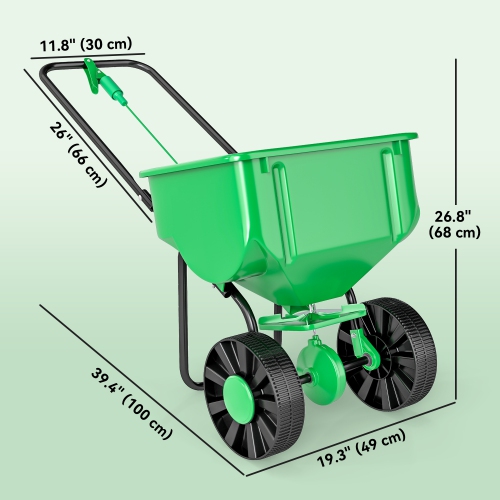 Outsunny Broadcast Spreader, 40 L Walk-Behind Fertilizer Spreader with 8.5" Wheels, Steel Push Garden Seeder for Fertilizer, Seeds, Salt, 132 LB