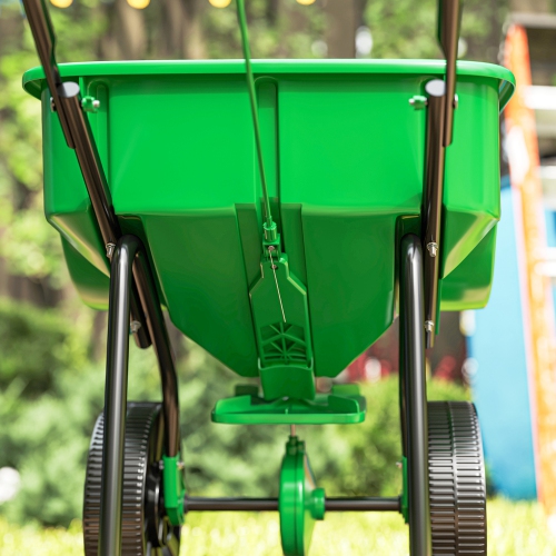 Outsunny Broadcast Spreader, 40 L Walk-Behind Fertilizer Spreader with 8.5" Wheels, Steel Push Garden Seeder for Fertilizer, Seeds, Salt, 132 LB