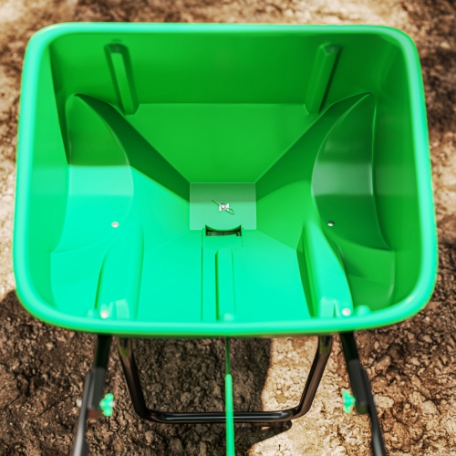 Outsunny Broadcast Spreader, 40 L Walk-Behind Fertilizer Spreader with 8.5" Wheels, Steel Push Garden Seeder for Fertilizer, Seeds, Salt, 132 LB