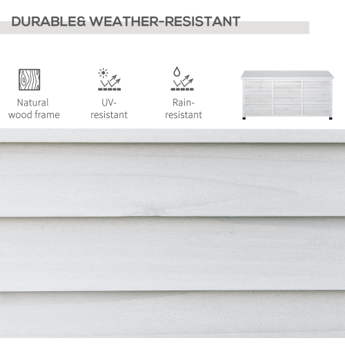 Outsunny 75 Gallon Wooden Storage Box patio Deck Box Bench, Garden Backyard Outdoor Storage Container with Aerating Gap & Weather-Fighting Finish,