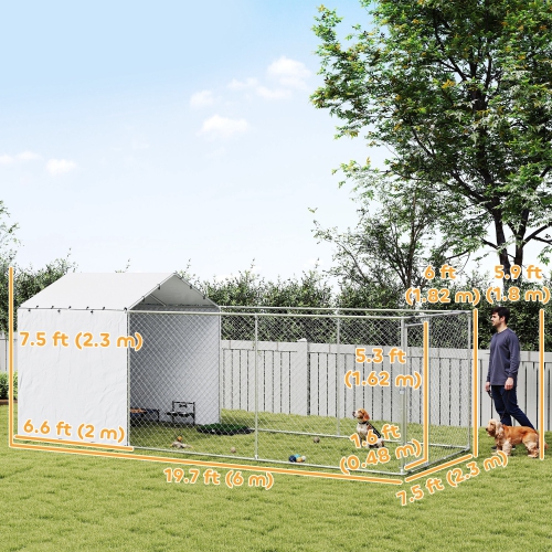 PawHut – Canne pour chien d'extérieur avec housse étanche et résistante aux rayons UV, course pour chien avec verrou sécuritaire pour petits chiens